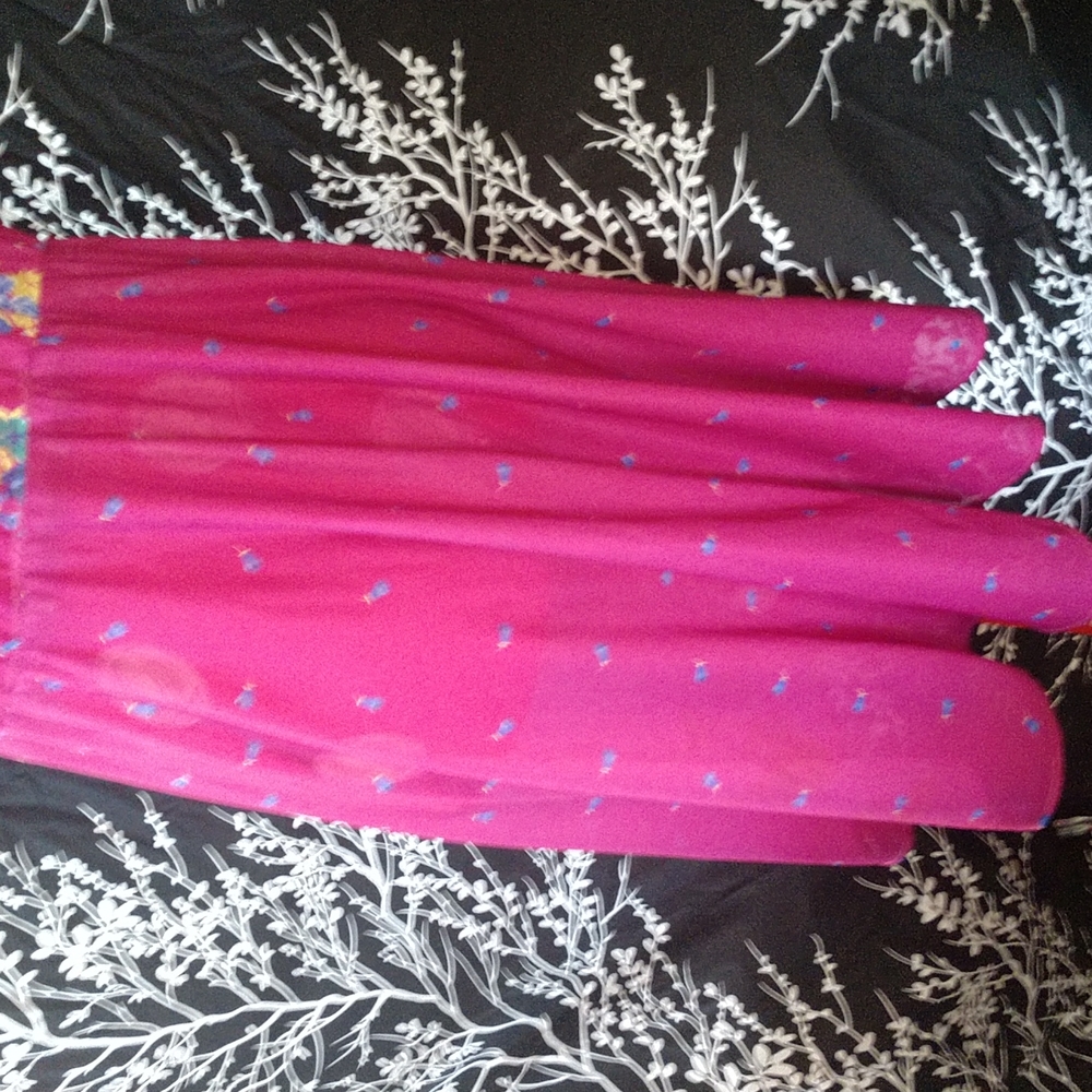 Vintage 70s Topper Brand Magenta Floral Dress - Picture 5 of 5